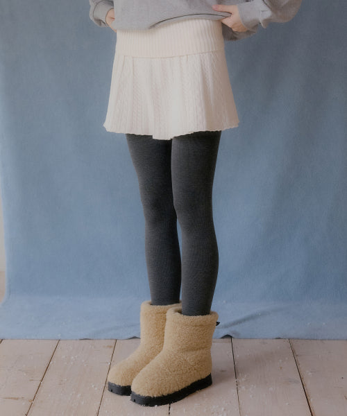 Jess Cable Pleats Knit Skirt (Ivory)