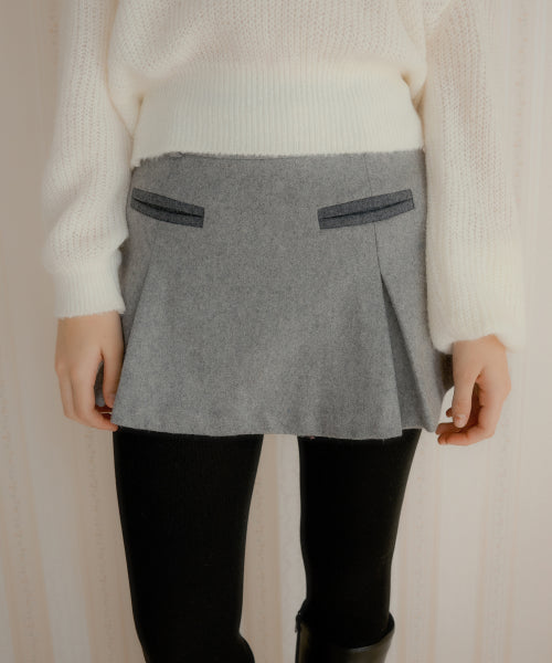 Claude pocket wool mini skirt (Gray)