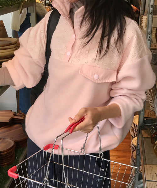 Posh lace fleece anorak (pink)