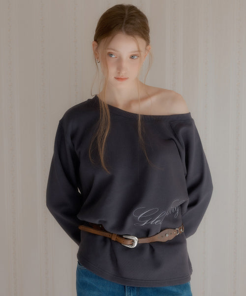 Zenk One Shoulder Embroidered Sweatshirt (Charcoal)