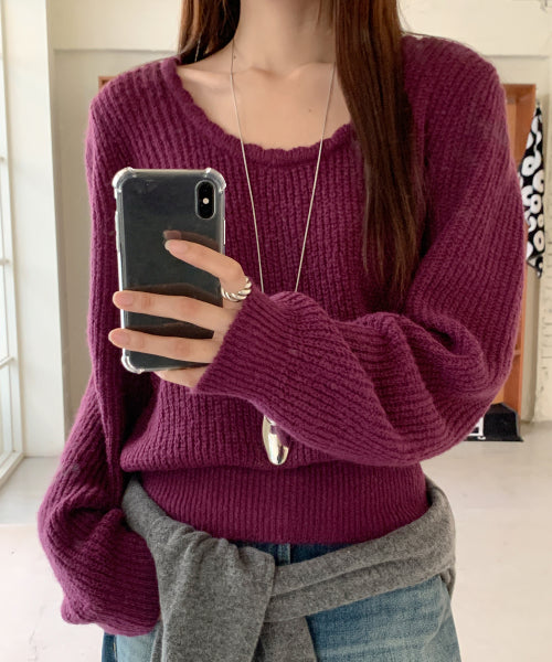 Ruden Unneck Wool Sweater (plum)