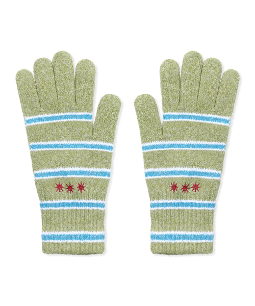 GAC023 Sun Stripe Knit Gloves (SAGE GREEN)