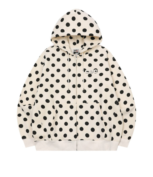 CEC DOTTED ZIP-UP HOODIE(IVORY)