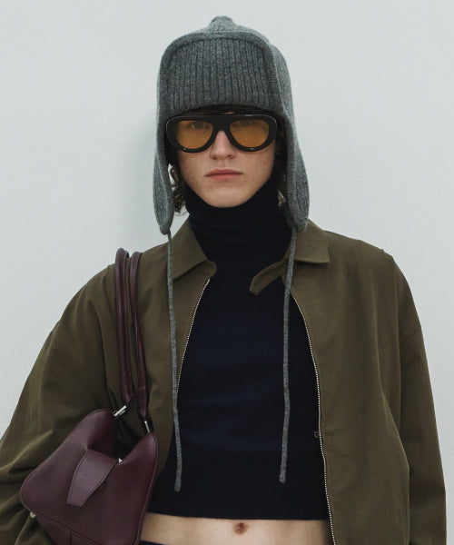 MJ Ear Flap Wool Knit Hat / Gray