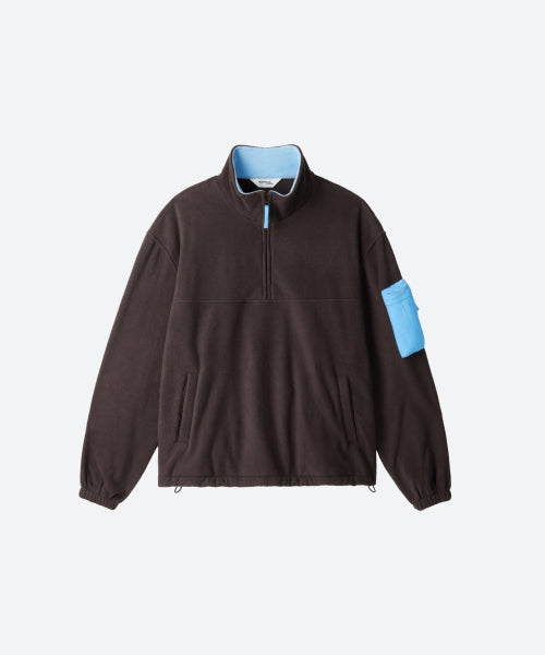 M.C UNISEX, Half Zip-up Fleece / Brown