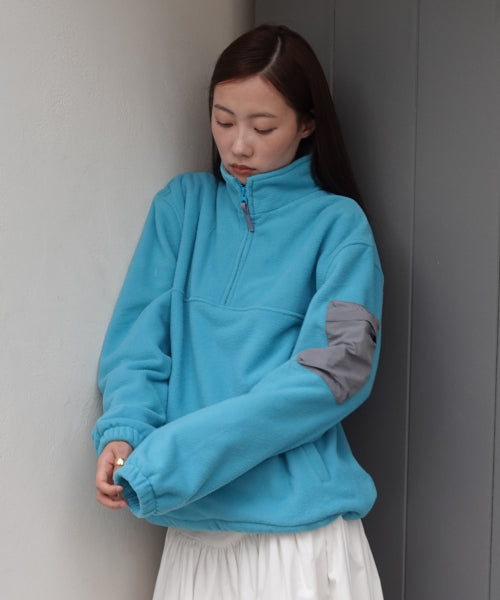 MJ M.C UNISEX, Half Zip-up Fleece / Blue