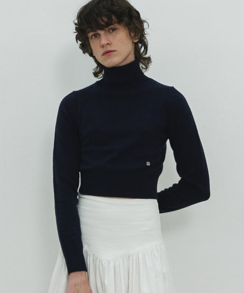 MJ Crop Turtle Neck Knit / Navy