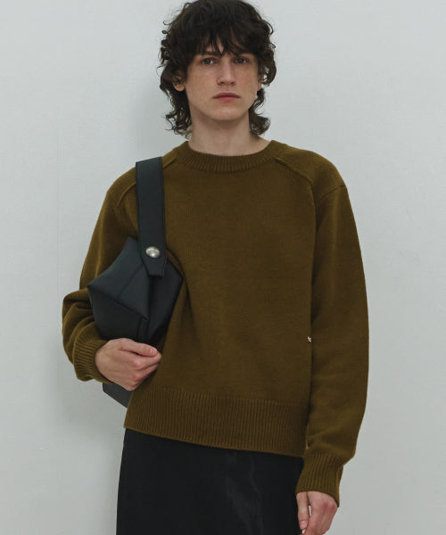UNISEX, Pin Tuck Line Knit / Olive