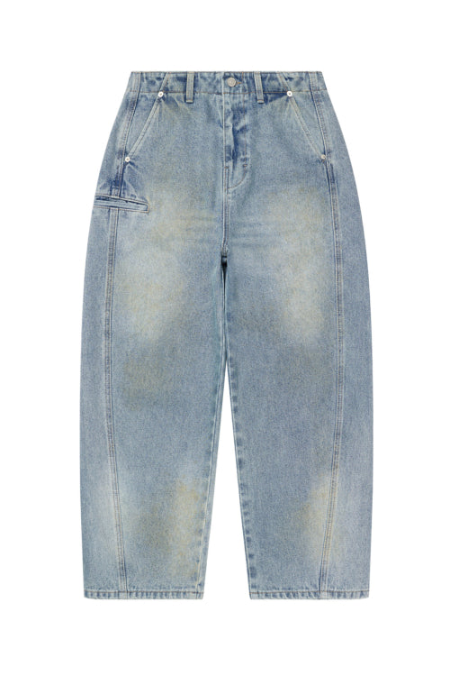 CURVED SANDED DENIM IN BLUE