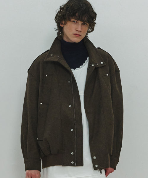 UNISEX, 4 Pocket Oversized Wool Blouson / Brown