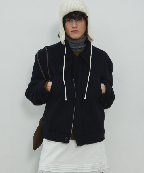 UNISEX, 4 Pocket Wool Blouson / Navy