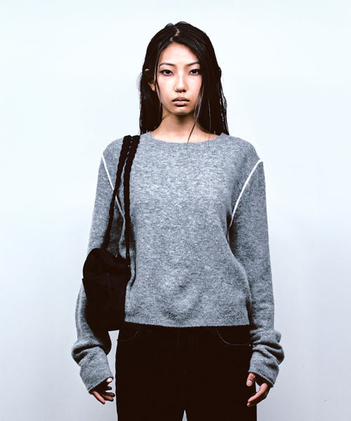 LINE POINT KNIT IN CHARCOAL