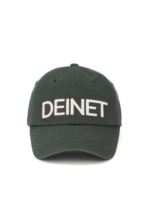 DEINET WASHED LOGO CAP IN CHARCOAL