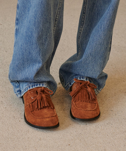 Cow Leather Kiltie Loafer (Camel Brown)