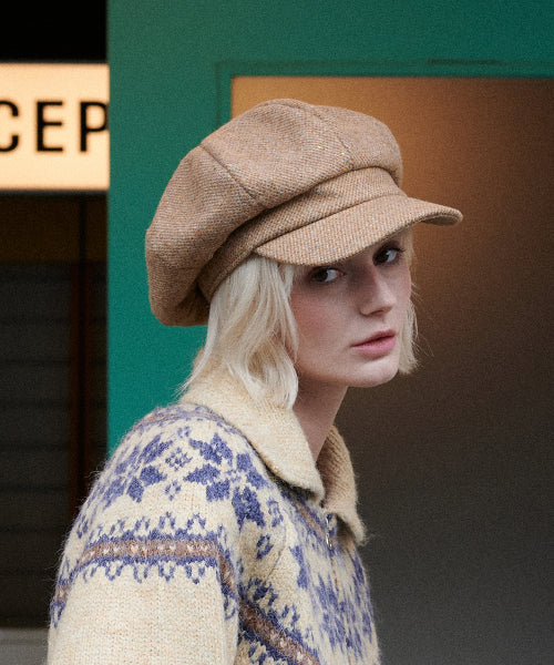 Wool Neps Newsboy Cap (Camel)