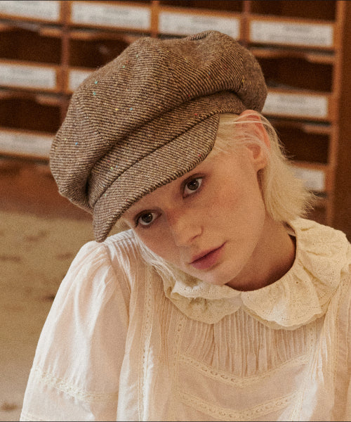 Wool Neps Newsboy Cap (Brown)