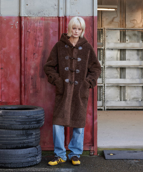 Teddy Shearling Duffle Coat (Brown)