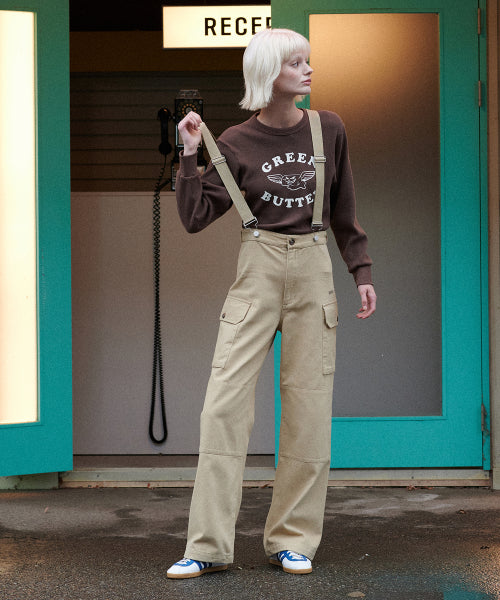 Suspender Cargo Pants (Beige)
