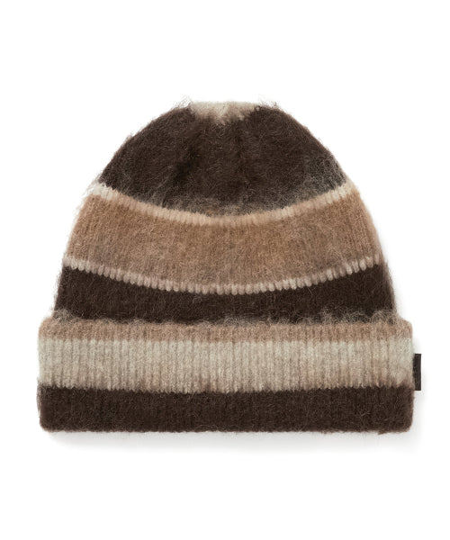 Striped Mohair Beanie Brown