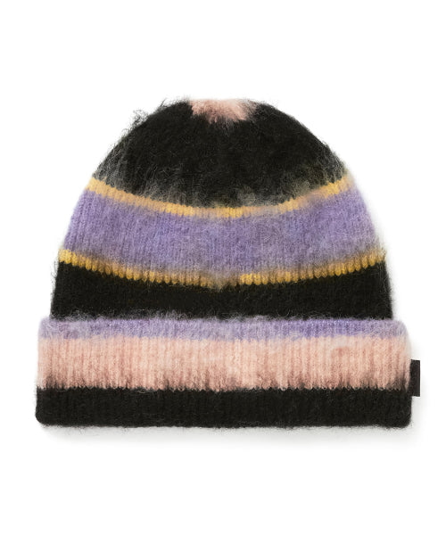 Striped Mohair Beanie Black