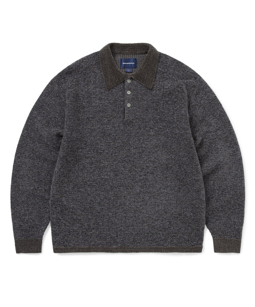 Velvet Knit Polo Charcoal