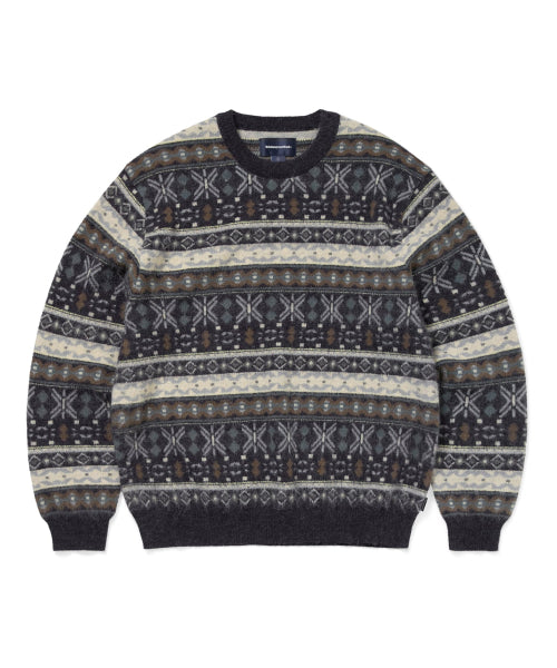Fair Isle Knit Sweater Navy