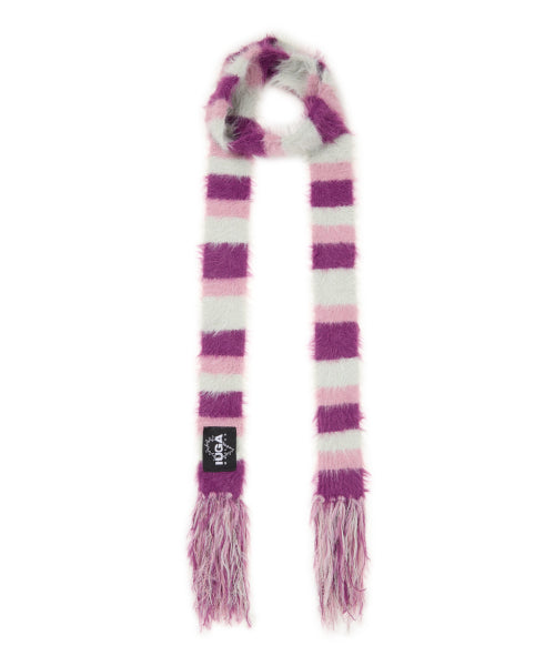 Striped Hairy Skinny Muffler (Magenta)