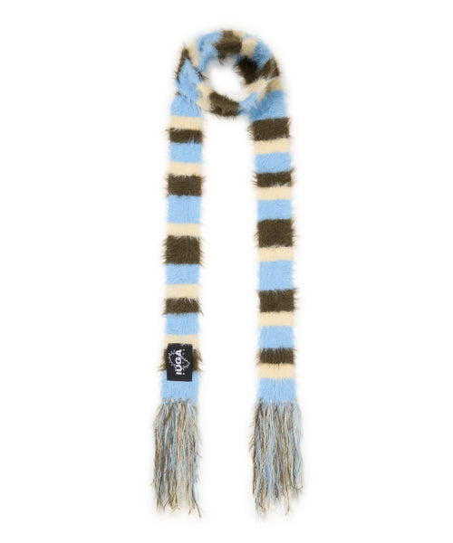 Striped Hairy Skinny Muffler (Sky Blue)
