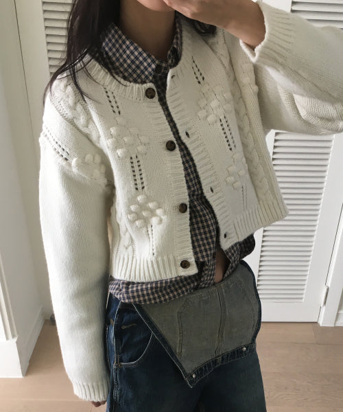 Siena flower wool cardigan (ivory)