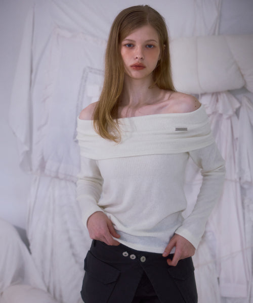 Wool Off Shoulder Knit [Ivory]