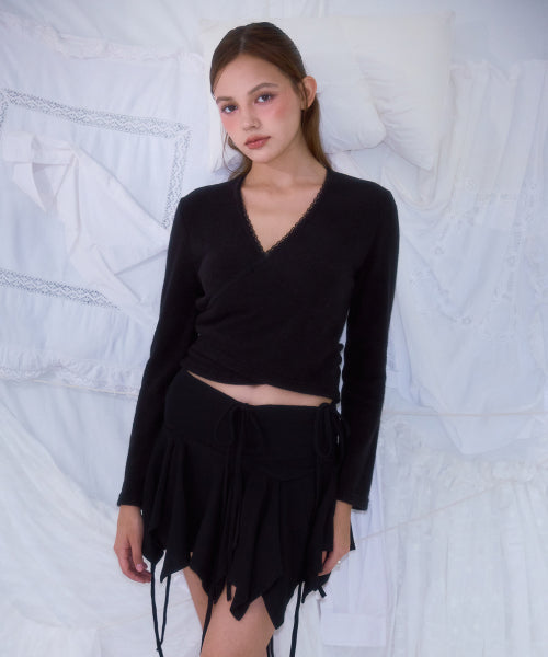 Lace Line Wrap Long Sleeve [Black]