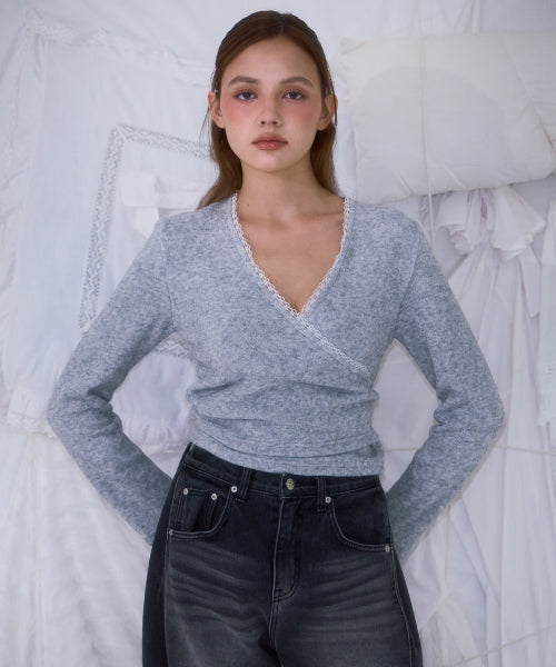 Lace Line Wrap Long Sleeve [Gray]
