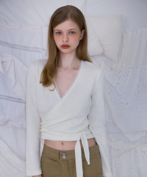 Lace Line Wrap Long Sleeve [Ivory]