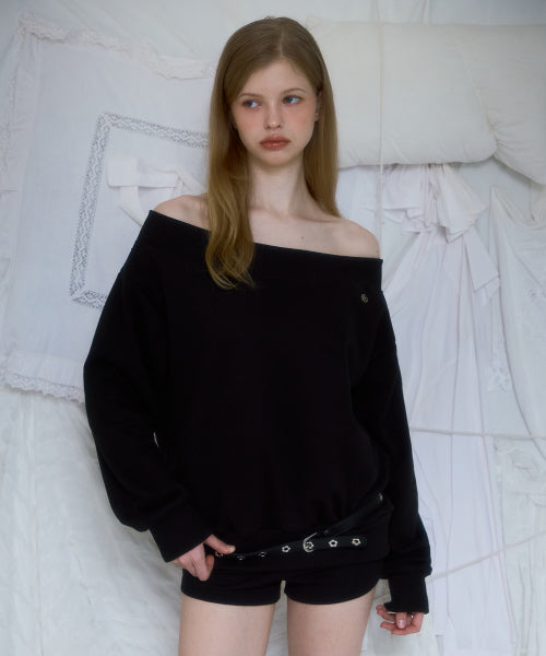 Off Shoulder Sweatshirt [Black]