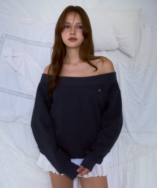 Off Shoulder Sweatshirt [Charcoal]