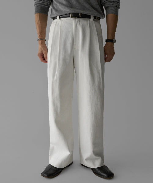 TWOTUCK COTTON WIDE PANTS [Ivory]