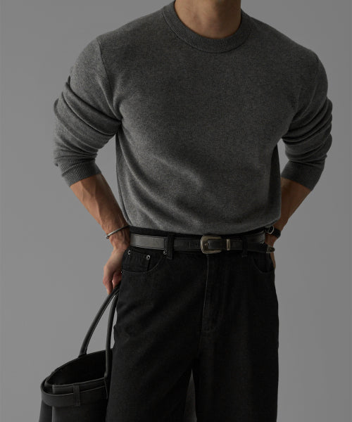 SOFT DOUBLE ROUND KNIT [GRAY]
