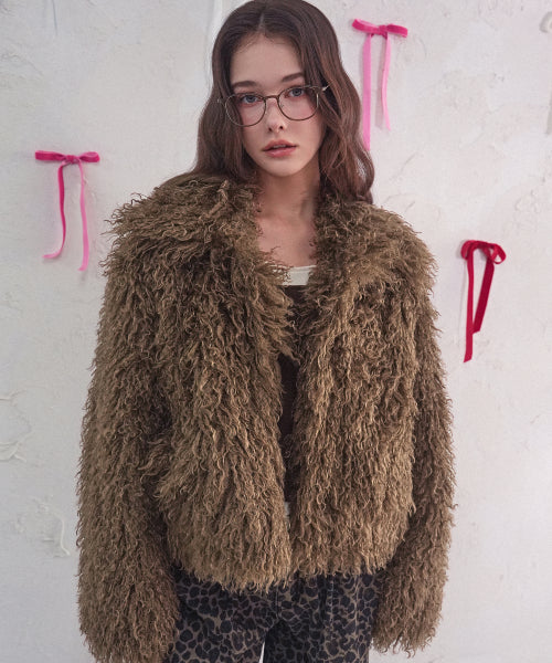 Misty Hairy Jacket BROWN