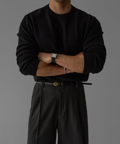 SOFT DOUBLE ROUND KNIT [BLACK]