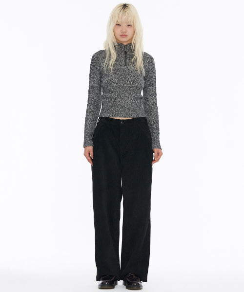 Two Tuck Corduroy Pants Black