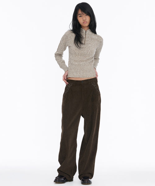 Two Tuck Corduroy Pants Brown