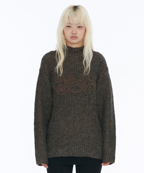 Oversized Balaclava Knit Brown