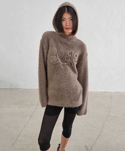 Oversized Balaclava Knit Beige
