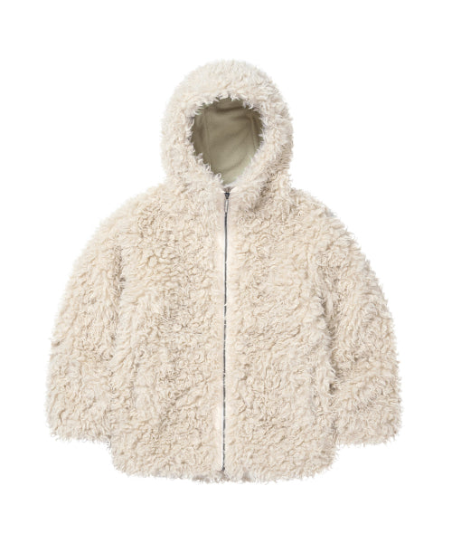 Shearling Fur Hoodie Ivory