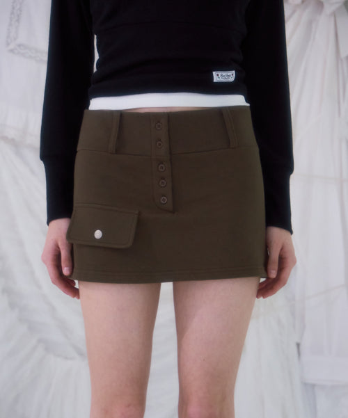 Pocket Mini Skirt [Khaki]