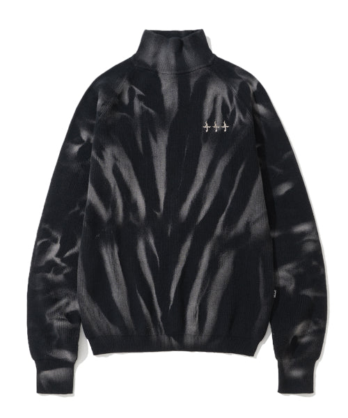 Tie Dye Turtle Neck Sweater - Black