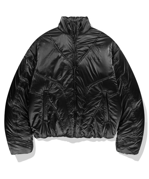 Gloss Nylon Puffer Jacket - Black