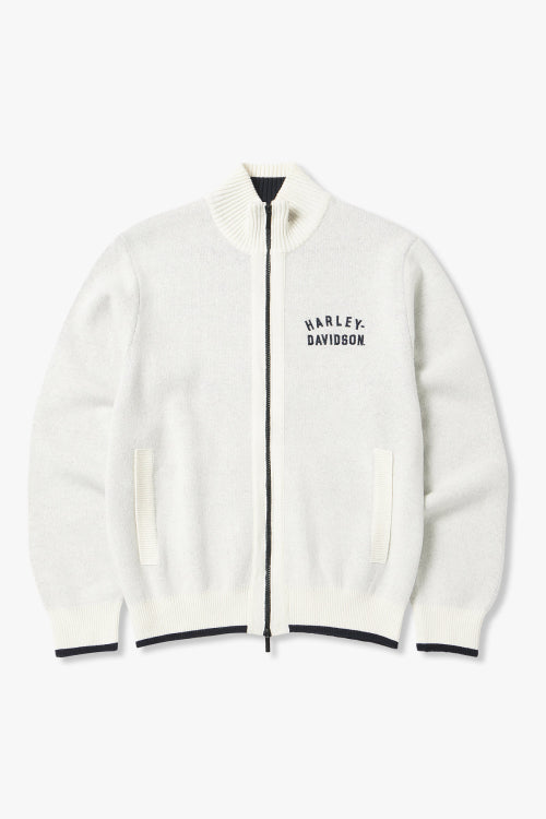 Flat Track Zip-Up Knit Cardigan_Ivory HH15312001