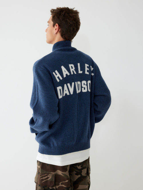 Flat Track Zip-Up Knit Cardigan_Blue HH15312001