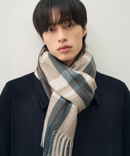 DAWN SQUARE CHECK MUFFLER [SAND BLUE]